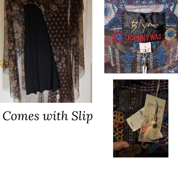 NWT Gorgeous Hard To Find!! Johnny Was Ethereal Embroidered Mier Mesh Dress Sz L - Picture 8 of 15